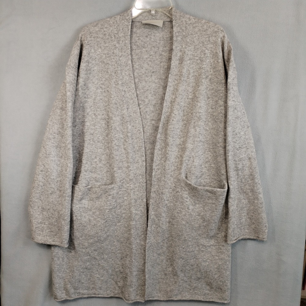 Everlane‎ Women's Small Cardigan Heather Gray Knit Wool Blend Sweater Open Front